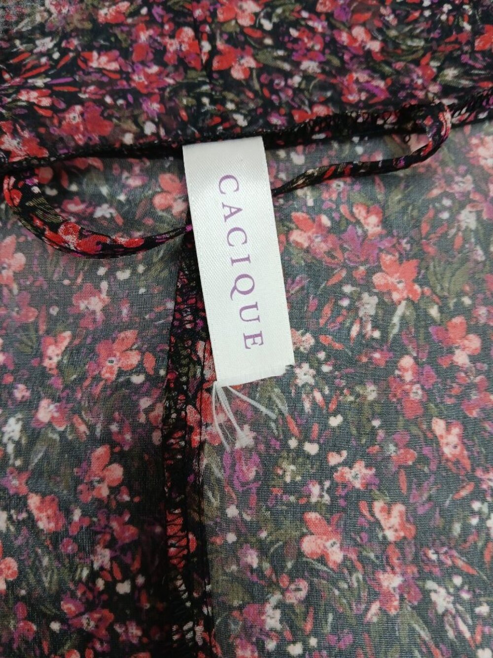 Cacique Floral Babydoll Nighty 4X Lingerie Sheer Lace Kimono Robe Black Red Flor - Picture 15 of 16